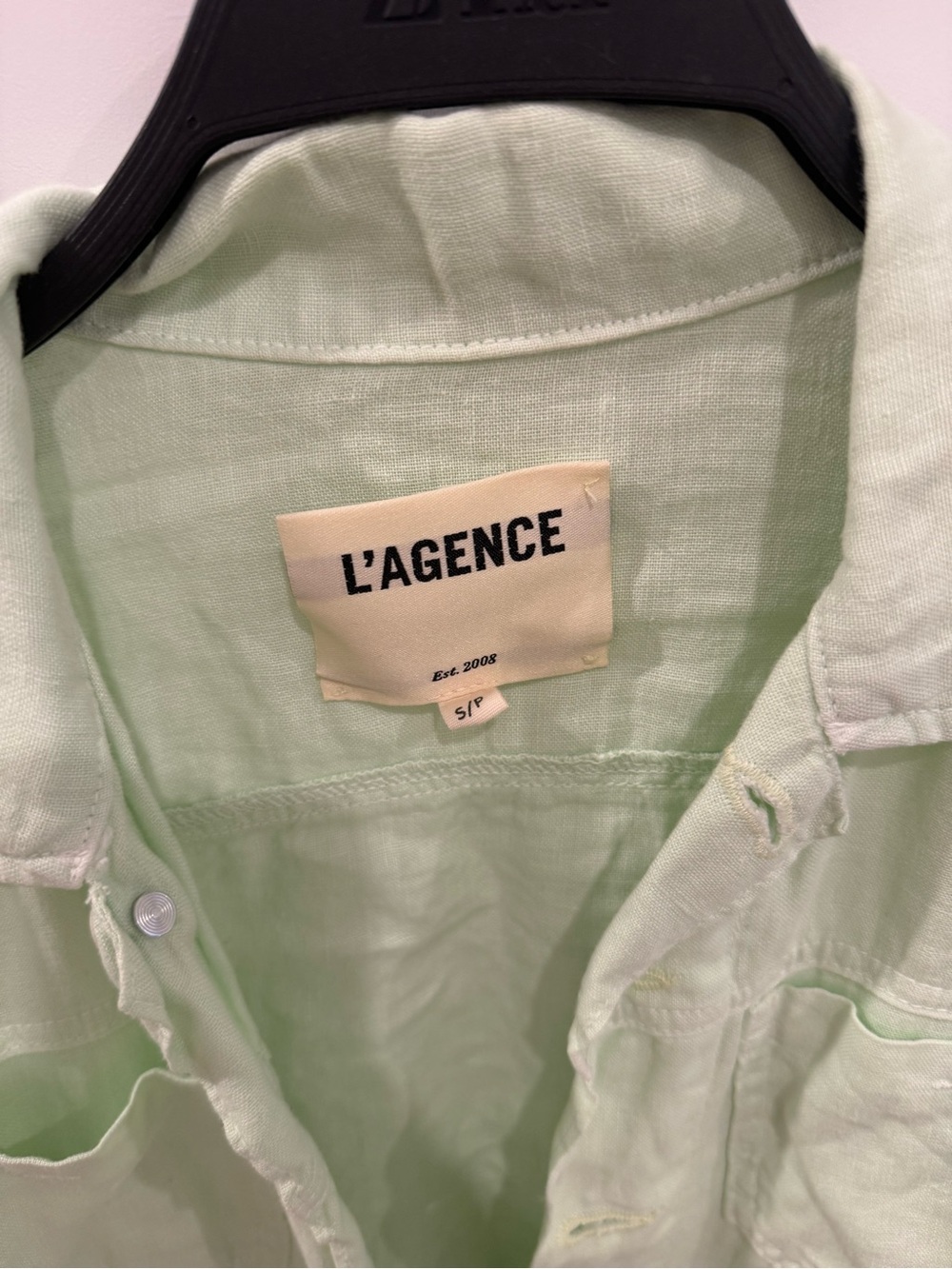 L'AGENCE Light Pastel Green Jean Jacket - Picture 2 of 3